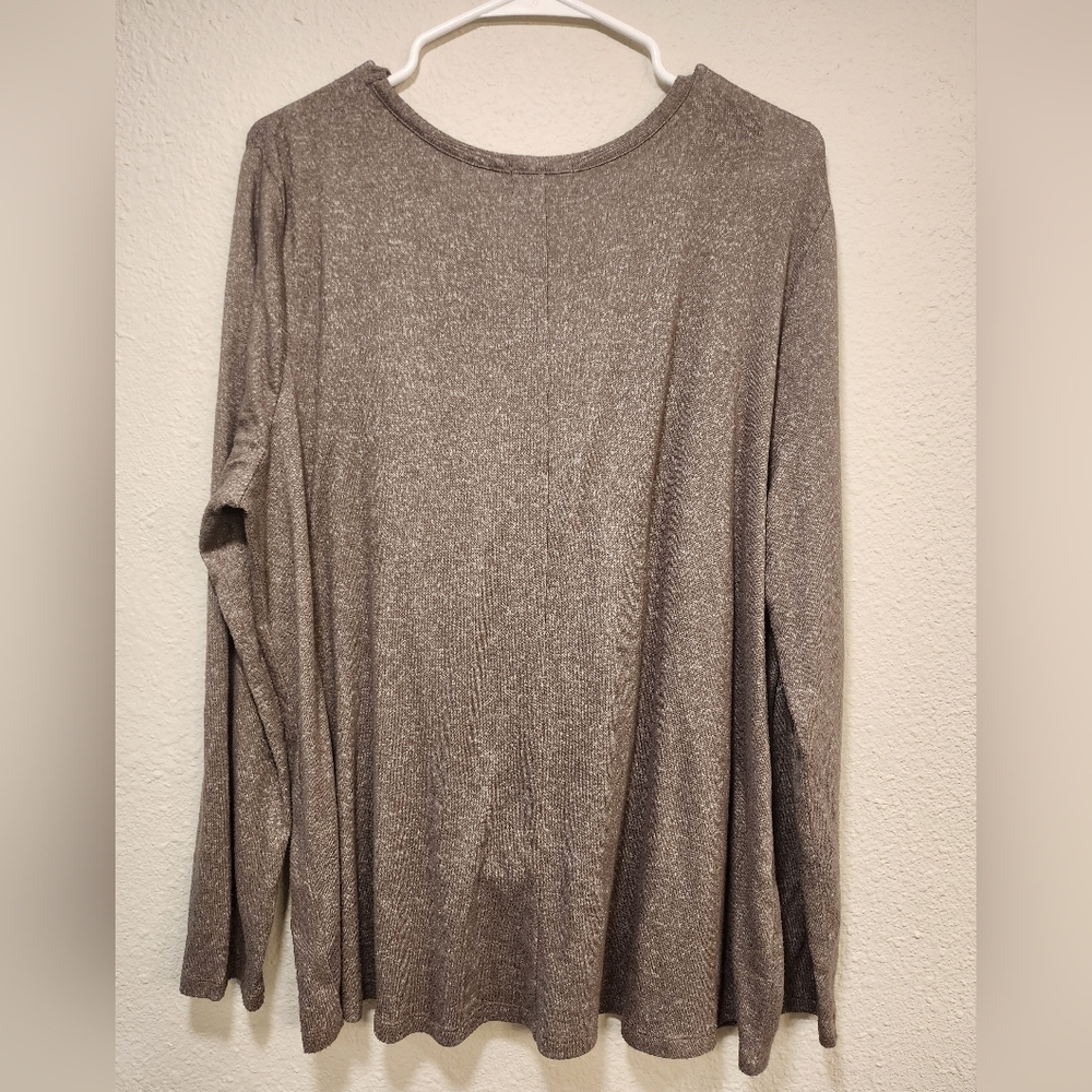 Mud Pie Gray Long Sleeve Tie Front Blouse - Picture 2 of 7